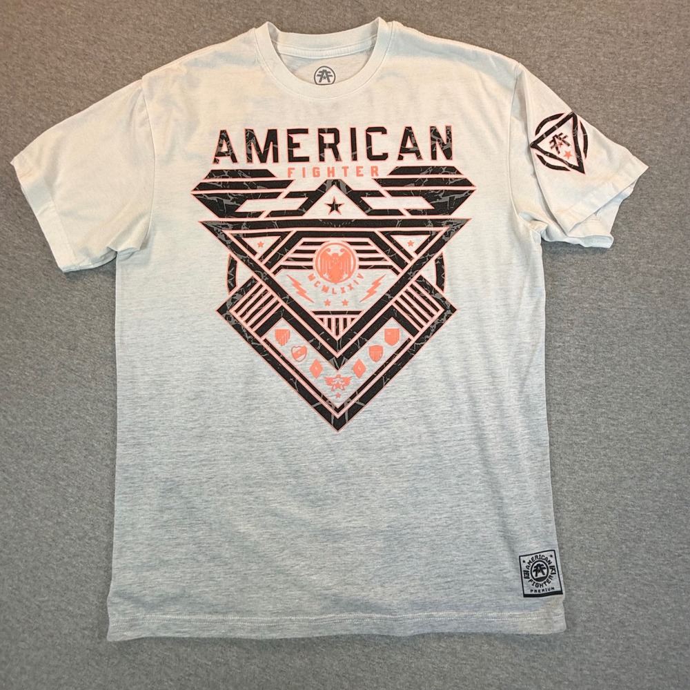 American Fighter Mens XL Gray Ombre Graphic T-Shirt Buckle Exclusive Eagle Logo